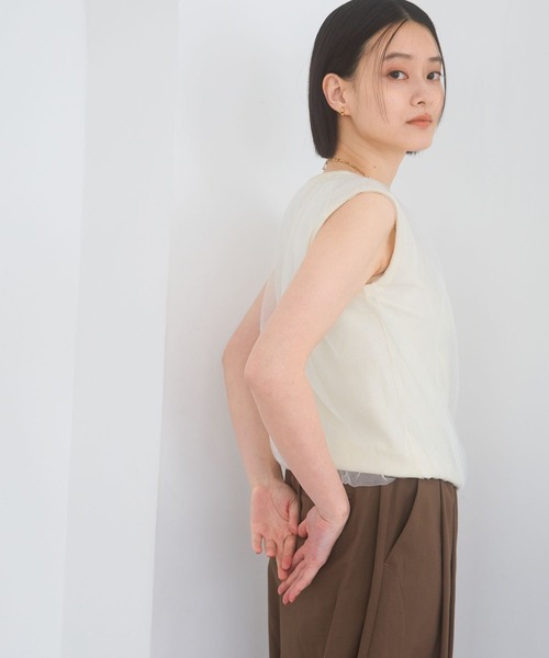 A part by（アパートバイ）の「ニットチュールレイヤードノースリーブ（ニット/セーター・レディース・グレー系その他/ブラック/アイボリー・FREE）」の9枚目の写真