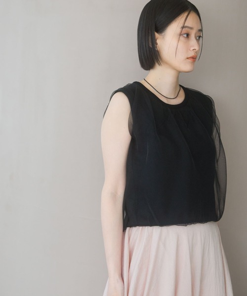 A part by（アパートバイ）の「ニットチュールレイヤードノースリーブ（ニット/セーター・レディース・グレー系その他/ブラック/アイボリー・FREE）」の19枚目の写真