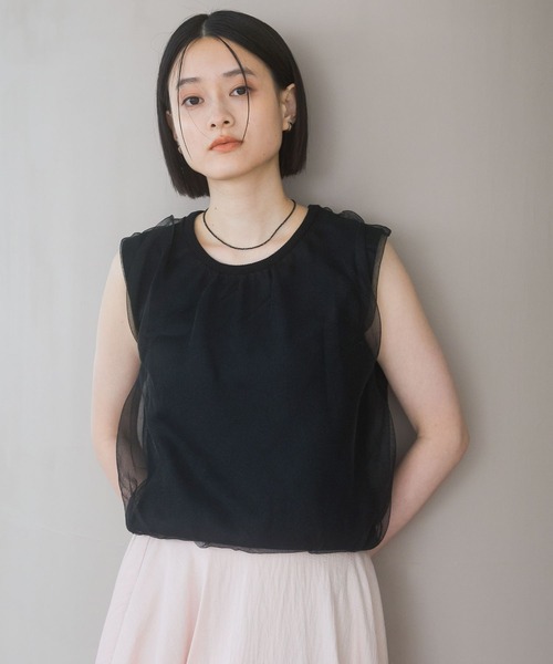 A part by（アパートバイ）の「ニットチュールレイヤードノースリーブ（ニット/セーター・レディース・グレー系その他/ブラック/アイボリー・FREE）」の20枚目の写真