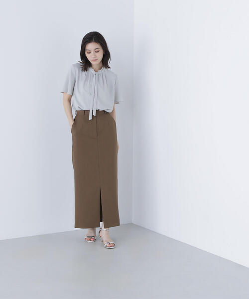 ブラウス シャツ フリルネックナローボウタイブラウス レディース フリルネックナローボウタイブラウス | NATURAL BEAUTY BASIC