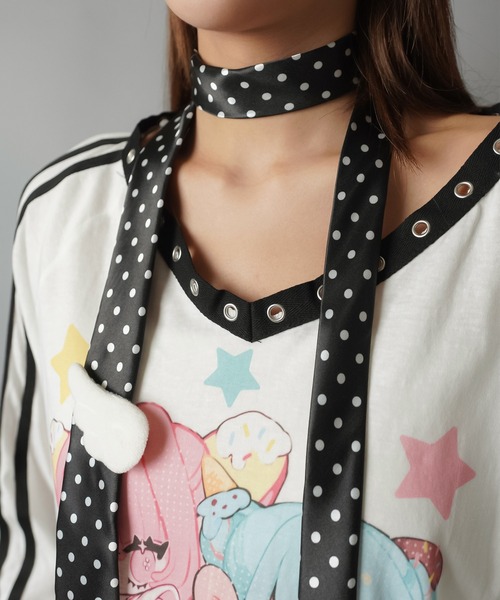 SPINNS(スピンズ)の「ネクタイ/ドット柄/ウィッシュコア(ネクタイ・レディース・ブラック/ホワイト・ONESIZE)」の9枚目の写真