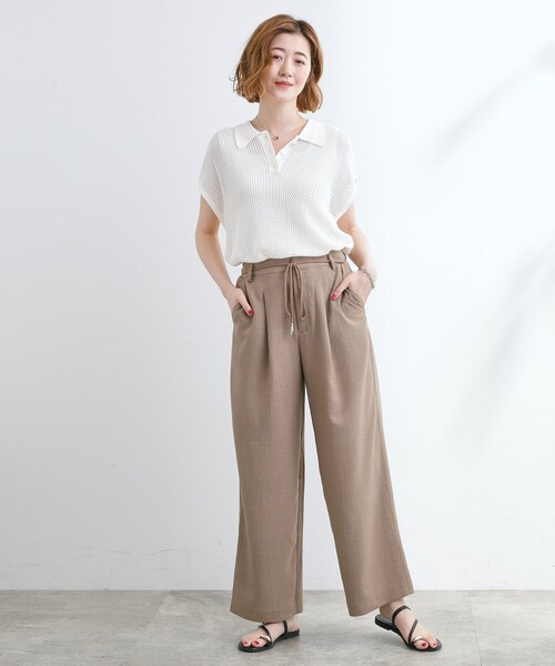 grove（グローブ）の「ロープベルトで差がつく 洗練リラックスパンツ（その他パンツ・レディース・カーキ/ナチュラル/グレー系7/ベージュ/ネイビー・02/03/01/04/05）」の15枚目の写真