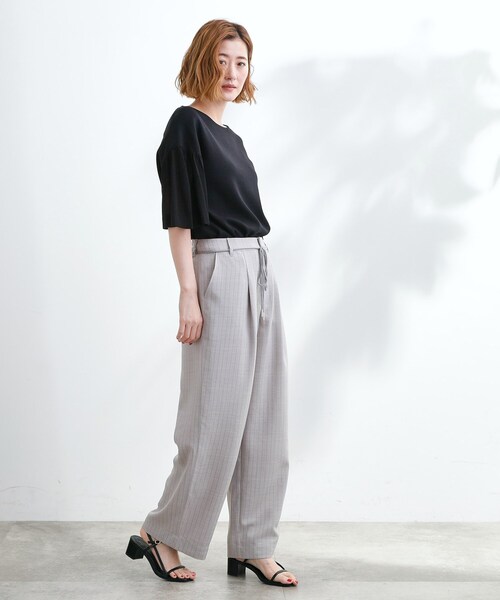 grove（グローブ）の「◆ロープベルトで差がつく 洗練リラックスパンツ（その他パンツ・レディース・カーキ/ナチュラル/グレー系7/ベージュ/ネイビー・02/03/01/04/05）」の19枚目の写真