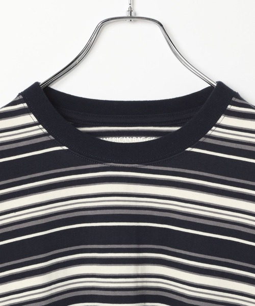 AMERICAN RAG CIE（アメリカンラグシー）の「【AMERICAN RAG CIE】マルチカラーボーダーTシャツ（ユニセックス）（その他トップス・レディース・イエロー/サックスブルー/ブラック・MEDIUM/LARGE）」の8枚目の写真