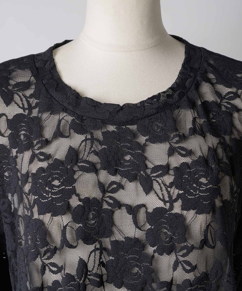 yae(ヤエ)の「Lace T-shirts / レースTシャツ(Tシャツ/カットソー・レディース・ライトブルー/レッド/ブラック/ピンク/ホワイト・FREE)」の6枚目の写真