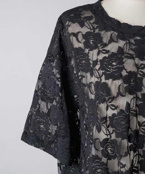 yae(ヤエ)の「Lace T-shirts / レースTシャツ(Tシャツ/カットソー・レディース・ライトブルー/レッド/ブラック/ピンク/ホワイト・FREE)」の7枚目の写真