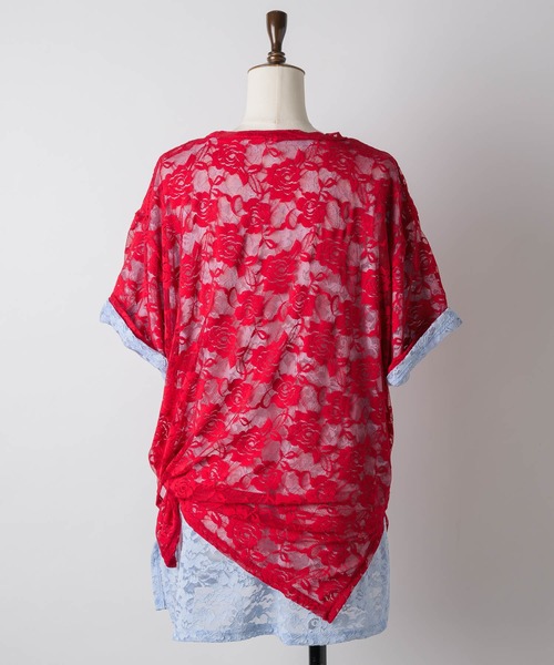 yae(ヤエ)の「Lace T-shirts / レースTシャツ(Tシャツ/カットソー・レディース・ライトブルー/レッド/ブラック/ピンク・FREE)」の5枚目の写真