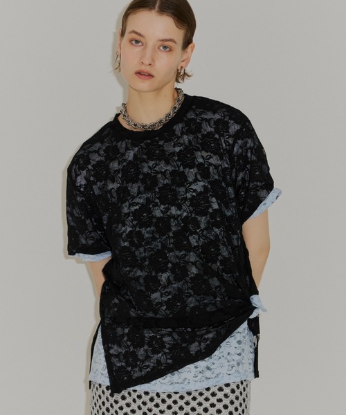 yae(ヤエ)の「Lace T-shirts / レースTシャツ(Tシャツ/カットソー・レディース・ライトブルー/レッド/ブラック/ピンク/ホワイト・FREE)」の22枚目の写真