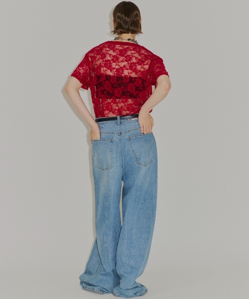 yae(ヤエ)の「Lace T-shirts / レースTシャツ(Tシャツ/カットソー・レディース・ライトブルー/レッド/ブラック/ピンク・FREE)」の13枚目の写真