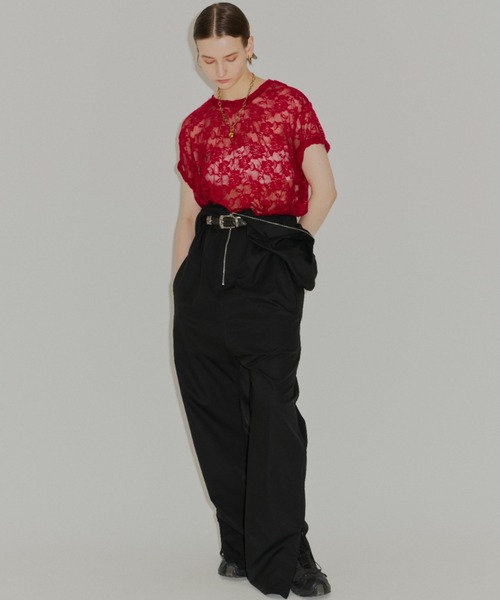 yae(ヤエ)の「Lace T-shirts / レースTシャツ(Tシャツ/カットソー・レディース・ライトブルー/レッド/ブラック/ピンク・FREE)」の16枚目の写真