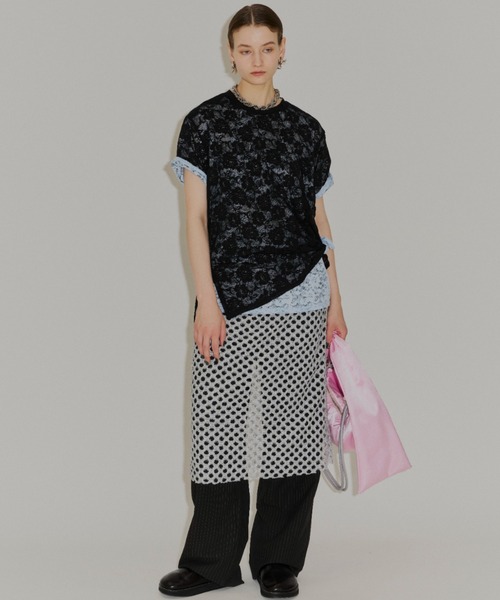 yae(ヤエ)の「Lace T-shirts / レースTシャツ(Tシャツ/カットソー・レディース・ライトブルー/レッド/ブラック/ピンク/ホワイト・FREE)」の20枚目の写真