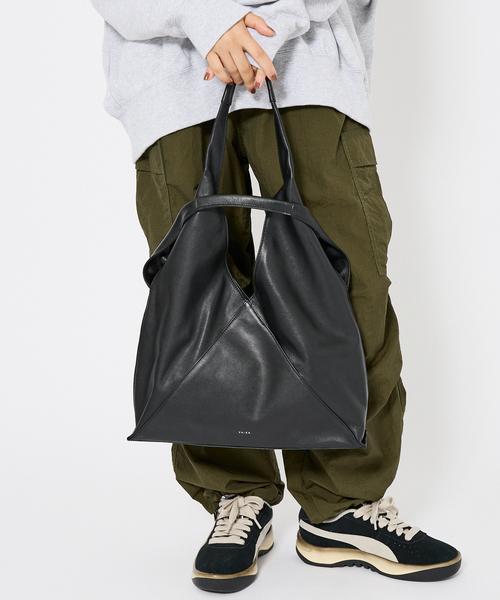 YArKA/ヤーカ】 real leather different length handles tote / リアル