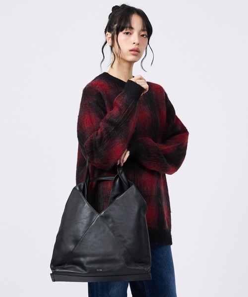 YArKA(ヤーカ)の「【YArKA/ヤーカ】 real leather different length handles tote / リアルレザー?短ハンドル トートバッグ/ユニセックス(トートバッグ・メンズ・ブラック・フリー)」の1枚目の写真