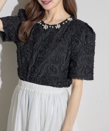 tシャツ 「ZOZO限定」フラワーパールネックフラワーモチーフトップス レディース ZOZO限定】フラワーパールネックフラワーモチーフトップス（T