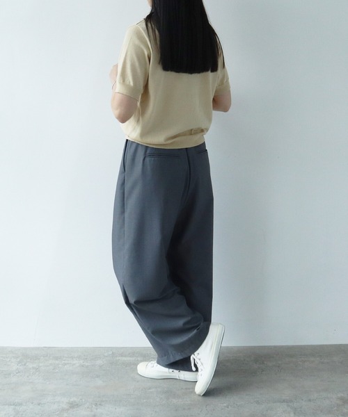 AMBIDEX（アンビデックス）の「フリル襟 コンパクトポロニット（ポロシャツ・レディース・ダークブラウン/キナリ/サックスブルー/ピンク・FREE）」の8枚目の写真