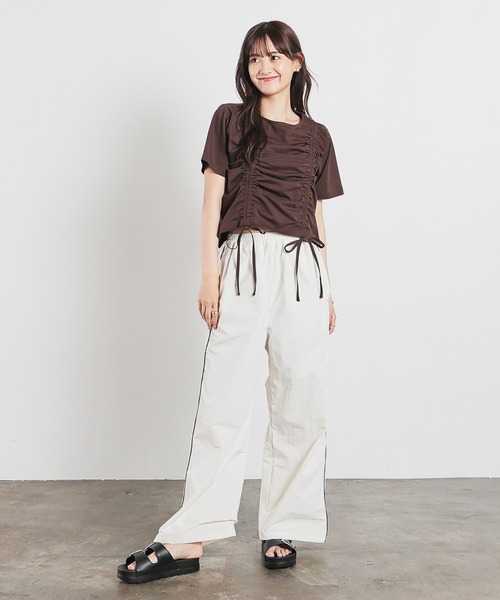 Honeys(ハニーズ)の「前ドロストトップス(Tシャツ/カットソー・レディース・ブラウン/ホワイト/ボルドー/スミクロ・L/M/S)」の11枚目の写真