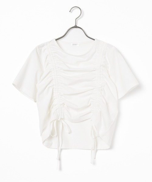 Honeys(ハニーズ)の「前ドロストトップス(Tシャツ/カットソー・レディース・ブラウン/ホワイト/ボルドー/スミクロ・L/M/S)」の13枚目の写真