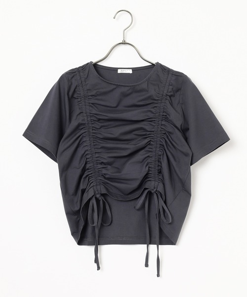 Honeys(ハニーズ)の「前ドロストトップス(Tシャツ/カットソー・レディース・ブラウン/ホワイト/ボルドー/スミクロ・L/M/S)」の15枚目の写真