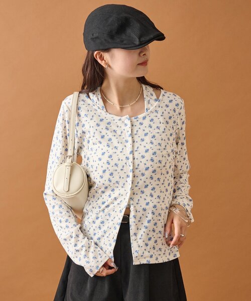 mystic(ミスティック)の「花柄ホルターロングTシャツ(Tシャツ/カットソー・レディース・グレー/ブラック/アイボリー/ブラック系その他2/ブルー・FREE)」の6枚目の写真