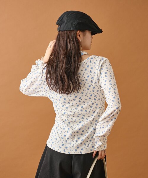 mystic(ミスティック)の「花柄ホルターロングTシャツ(Tシャツ/カットソー・レディース・グレー/ブラック/アイボリー/ブラック系その他2/ブルー・FREE)」の11枚目の写真
