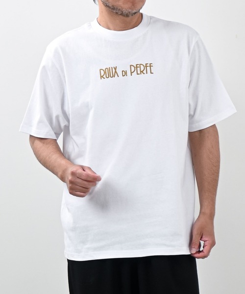 Felt-Maglietta（フェルトマリエッタ）の「[ROUXDI PERFE ルゥディパフィー]ゴールド刺繍Tシャツ（Tシャツ/カットソー・メンズ・ブラック/ホワイト・SMALL/MEDIUM/LARGE）」の6枚目の写真