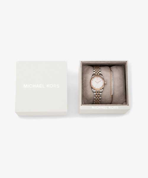 MICHAEL KORS（マイケルコース）の「LEXINGTON パヴェ ツートーン ウォッチ アンド ブレスレット ギフトセット（アナログ腕時計・レディース・ゴールド系・FREE）」の8枚目の写真