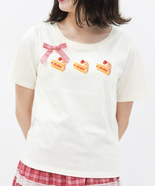 axes femme(アクシーズファム)の「レトロスイーツプリントTシャツ(Tシャツ/カットソー・レディース・レッド/イエロー/グリーン・FREE)」の1枚目の写真