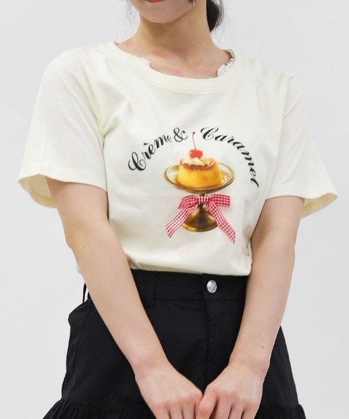axes femme(アクシーズファム)の「レトロスイーツプリントTシャツ(Tシャツ/カットソー・レディース・レッド/イエロー/グリーン・FREE)」の3枚目の写真