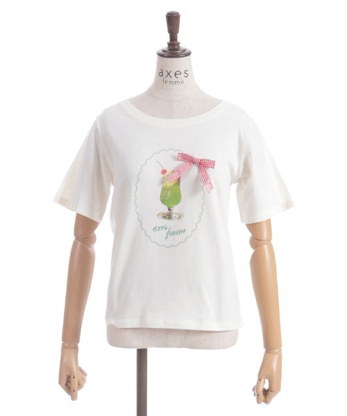 axes femme(アクシーズファム)の「レトロスイーツプリントTシャツ(Tシャツ/カットソー・レディース・レッド/イエロー/グリーン・FREE)」の12枚目の写真