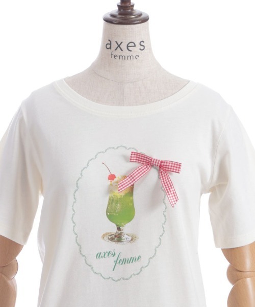 axes femme(アクシーズファム)の「レトロスイーツプリントTシャツ(Tシャツ/カットソー・レディース・レッド/イエロー/グリーン・FREE)」の4枚目の写真