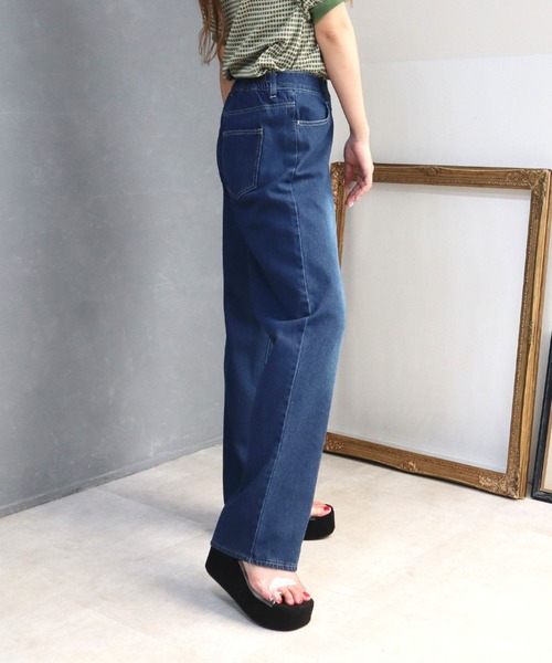 CECIL McBEE（セシルマクビー）の「10ozデニムワイドパンツ（デニムパンツ・レディース・ネイビー/ライトブルー/ブラック・LARGE/MEDIUM）」の7枚目の写真