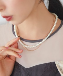 RUIRUE BOUTIQUE（ルイルエブティック）の「2点セット ｜ 3way パール ＆ チェーン ネックレス セット（Bタイプ） ｜ レディース 結婚式 パーティードレス 冠婚葬祭 セレモニー フォーマル 華やか オケージョン アクセサリー（ネックレス・レディース）」