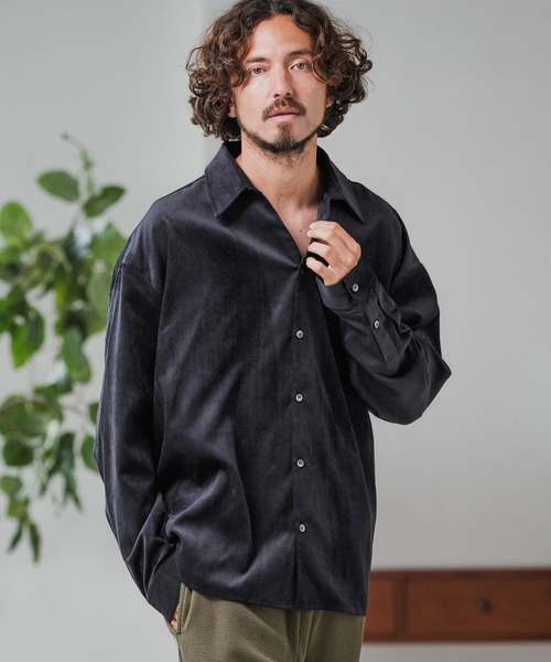 Magine（マージン）の「ms6178-Corduroy Skipper Shirt スキッパーシャツ（シャツ/ブラウス・メンズ・ブラウン/ベージュ/ブラック・48/46/44）」の2枚目の写真