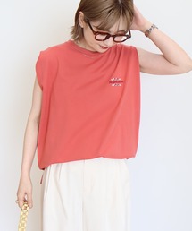 Tシャツ/カットソー（オレンジ/橙色系・袖なし）ファッション