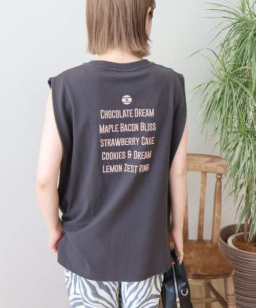 AMERICAN HOLIC(アメリカンホリック)の「ロゴ刺繍ノースリーブプルオーバー(Tシャツ/カットソー・レディース・グリーン/オレンジ/ブラック/チャコールグレー/オフホワイト・M/L)」の14枚目の写真
