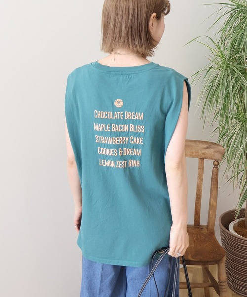 AMERICAN HOLIC(アメリカンホリック)の「ロゴ刺繍ノースリーブプルオーバー(Tシャツ/カットソー・レディース・グリーン/オレンジ/ブラック/チャコールグレー/オフホワイト・M/L)」の20枚目の写真