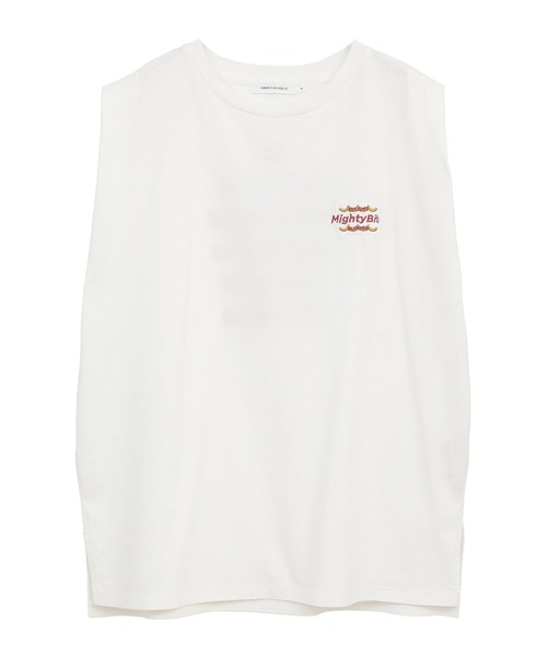 AMERICAN HOLIC(アメリカンホリック)の「ロゴ刺繍ノースリーブプルオーバー(Tシャツ/カットソー・レディース・グリーン/オレンジ/ブラック/チャコールグレー/オフホワイト・M/L)」の8枚目の写真