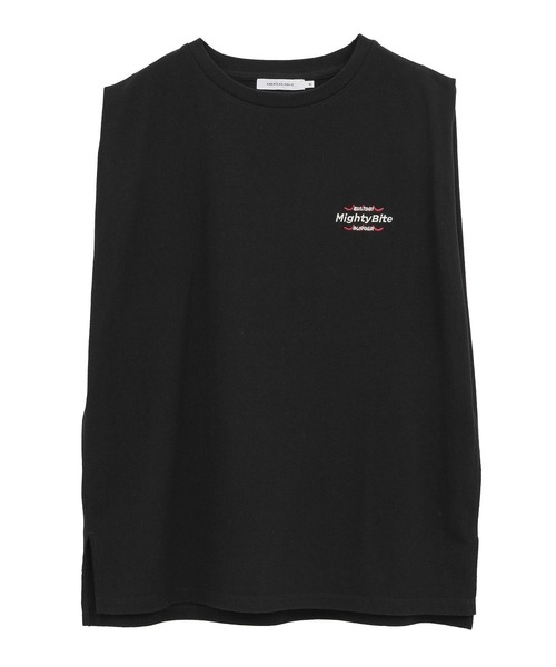 AMERICAN HOLIC(アメリカンホリック)の「ロゴ刺繍ノースリーブプルオーバー(Tシャツ/カットソー・レディース・グリーン/オレンジ/ブラック/チャコールグレー/オフホワイト・M/L)」の10枚目の写真