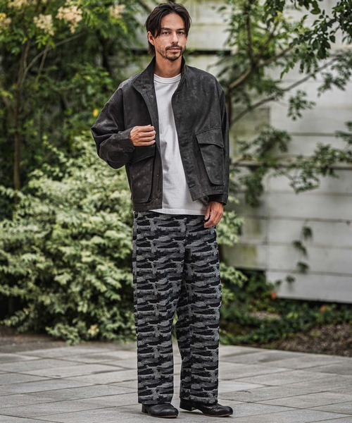 CAMBIO(カンビオ)の「mp13920-Three Dimensional Jacquard Denim Wide Straight Pants デニムパンツ(デニムパンツ・メンズ・ダークインディゴブルー/ライトインディゴブルー・S/M/L)」の12枚目の写真