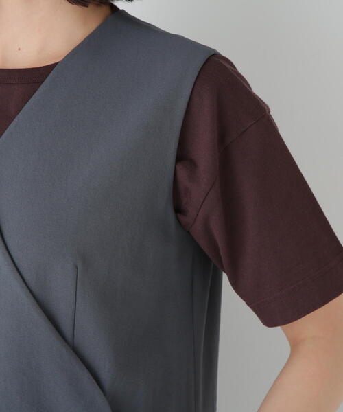 セール】◇ T／TAツイルラップ風ノースリーブワンピース