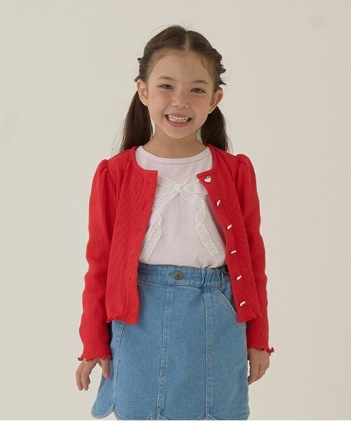 Lycee mine（リセマイン）の「テレコカーディガン（カーディガン/ボレロ・キッズ・ブラック/グレイッシュベージュ/アイボリー/ブルー系その他2/ミント/キャメル/ピンク/レッド・130cm/120cm/100cm/110cm/150cm/140cm）」の8枚目の写真