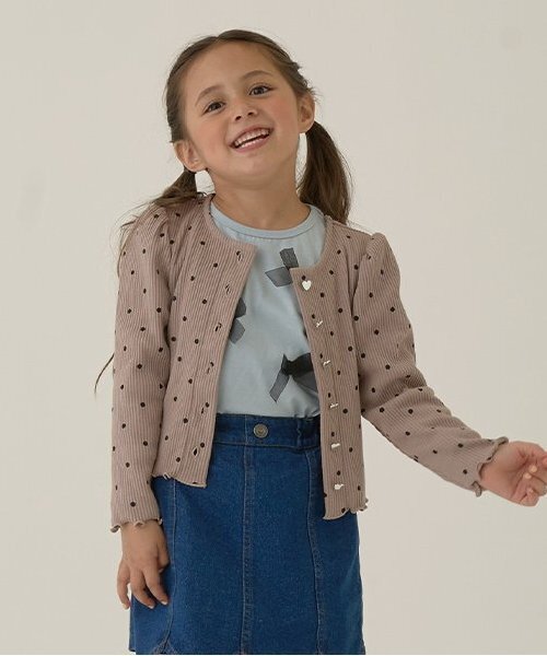 Lycee mine（リセマイン）の「テレコカーディガン（カーディガン/ボレロ・キッズ・ブラック/グレイッシュベージュ/アイボリー/ブルー系その他2/ミント/キャメル/ピンク/レッド・130cm/120cm/100cm/110cm/150cm/140cm）」の4枚目の写真