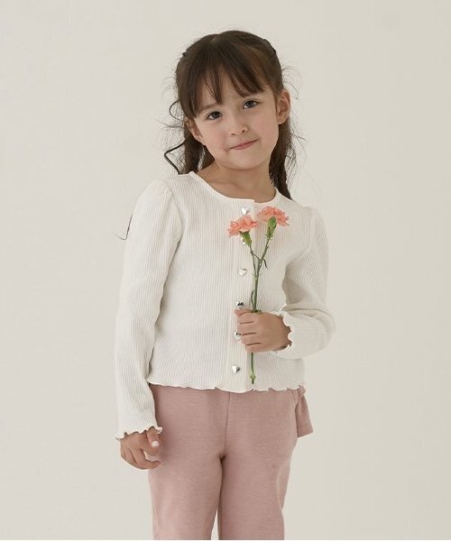 Lycee mine（リセマイン）の「テレコカーディガン（カーディガン/ボレロ・キッズ・ブラック/グレイッシュベージュ/アイボリー/ブルー系その他2/ミント/キャメル/ピンク/レッド・130cm/120cm/100cm/110cm/150cm/140cm）」の2枚目の写真