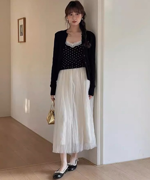 .KOM(ドットコム)の「A'GEM/9 × .kom 『.KOM/ドットケーオーエム』 レースドットキャミソール(キャミソール・レディース・ホワイト/グレー/ブラック・FREE)」の14枚目の写真