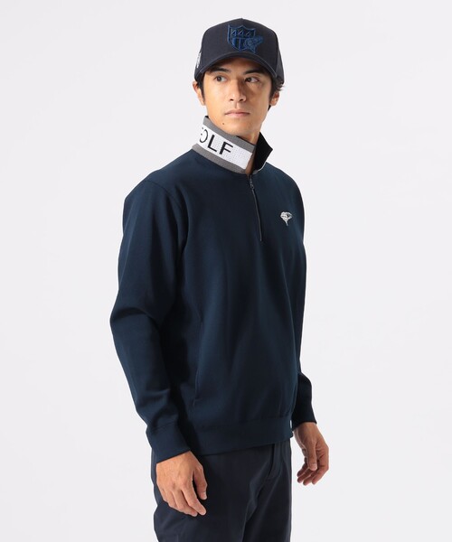 セーター ニット ORANGE LABEL / 襟裏ロゴ ハーフジップ ニット