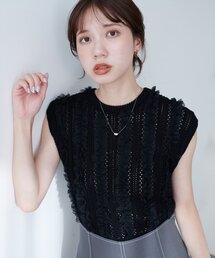 natural couture | 透かし柄×チュールノースリニット(ニット/セーター)