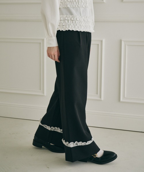idem（イデム）の「roll up lace wide pants / ロールアップレースワイドパンツ（スラックス・レディース・ブラック/グレー・SMALL/MEDIUM/LARGE）」の2枚目の写真
