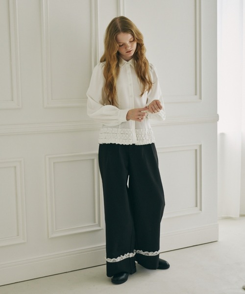 idem（イデム）の「roll up lace wide pants / ロールアップレースワイドパンツ（スラックス・レディース・ブラック/グレー・SMALL/MEDIUM/LARGE）」の3枚目の写真