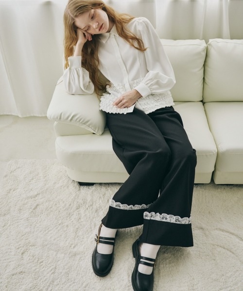 idem（イデム）の「roll up lace wide pants / ロールアップレースワイドパンツ（スラックス・レディース・ブラック/グレー・SMALL/MEDIUM/LARGE）」の4枚目の写真