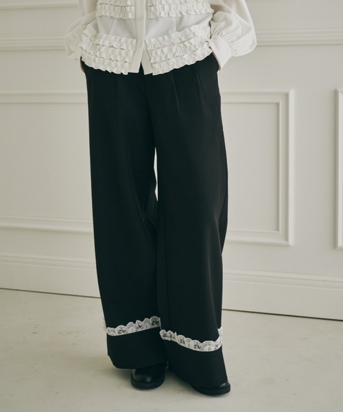 idem（イデム）の「roll up lace wide pants / ロールアップレースワイドパンツ（スラックス・レディース・ブラック/グレー・SMALL/MEDIUM/LARGE）」の6枚目の写真
